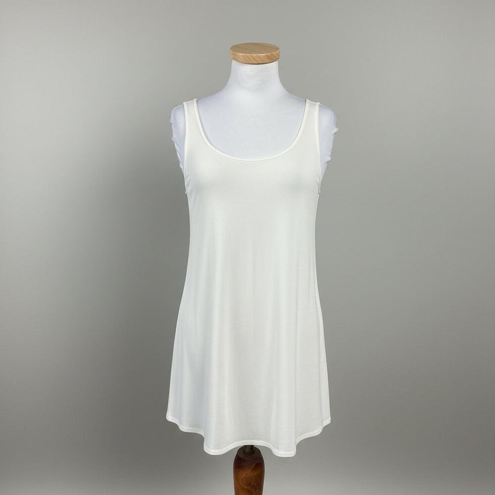 Eileen Fisher ivory stretch silk jersey tank, size M